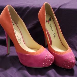 Orange Hot Pink Penny Loves Kenny Platform Pumps